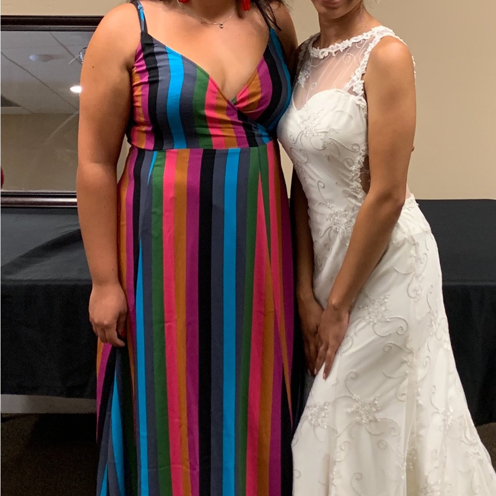 Leith Blue and Pink Maxi Gown Sleeveless Spaghetti Strap